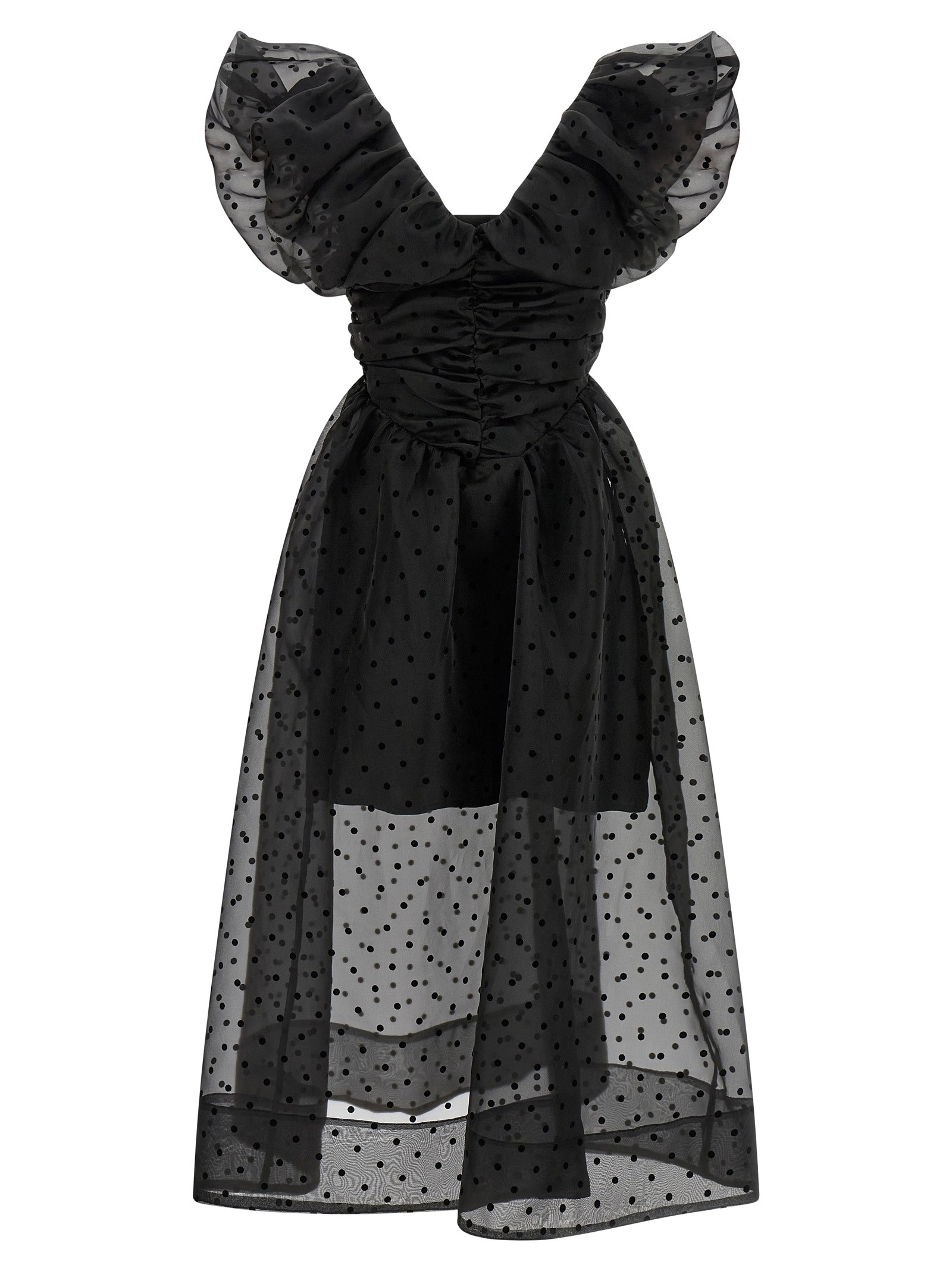 GANNI 'Black Organza Ruched' Dress