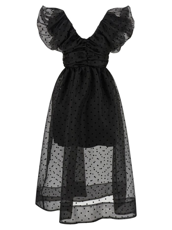 GANNI 'Black Organza Ruched' Dress