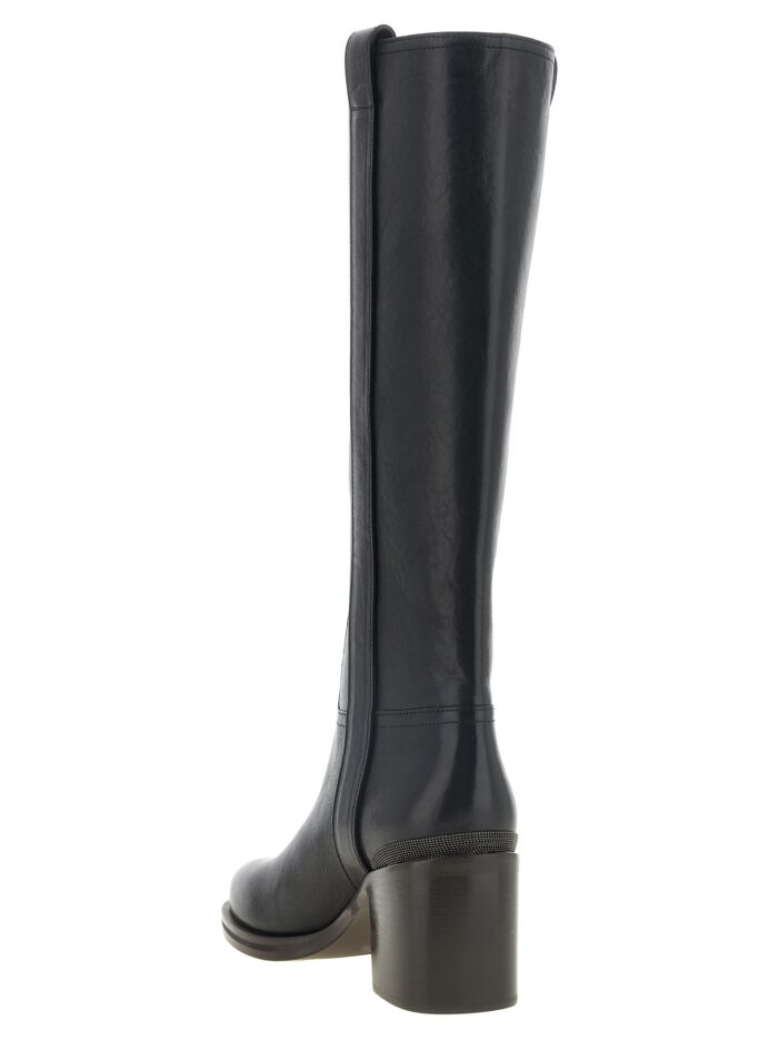 Brunello Cucinelli Black Riding Leather Boots