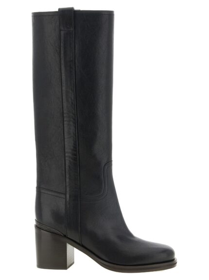 Brunello Cucinelli Black Riding Leather Boots