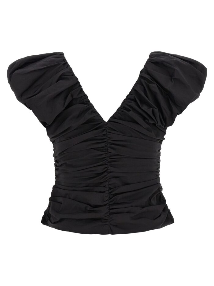 GANNI 'Black Ruched' Top