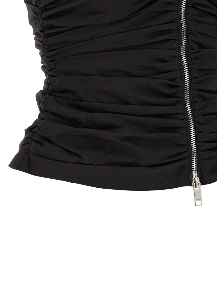 GANNI 'Black Ruched' Top