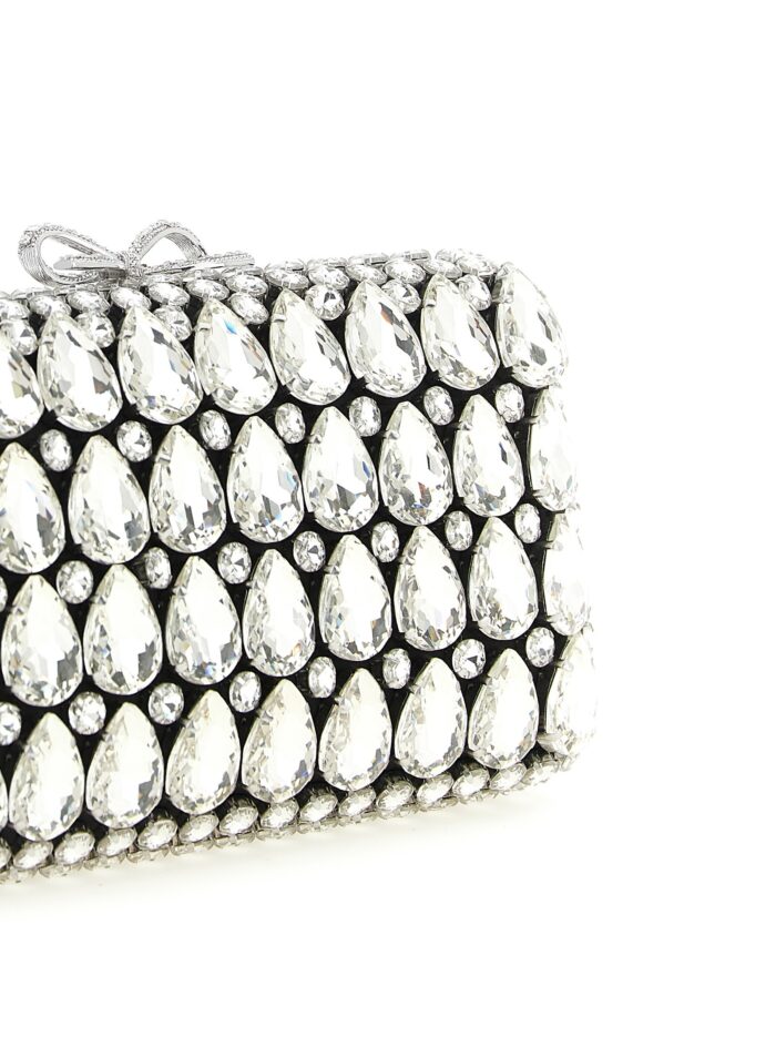 SELF PORTRAIT 'Black Satin Crystal' Clutch