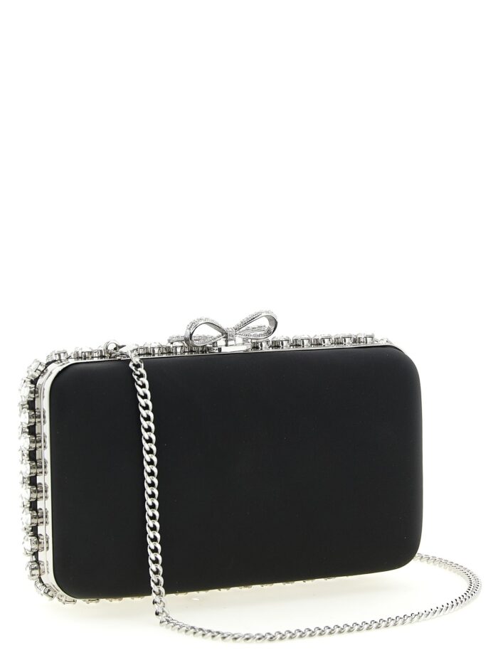 SELF PORTRAIT 'Black Satin Crystal' Clutch