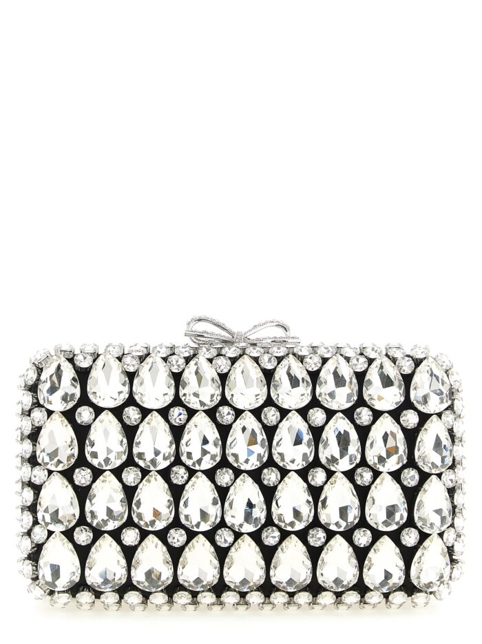 self portrait 'black satin crystal' clutch SELF PORTRAIT 'Black Satin Crystal' Clutch