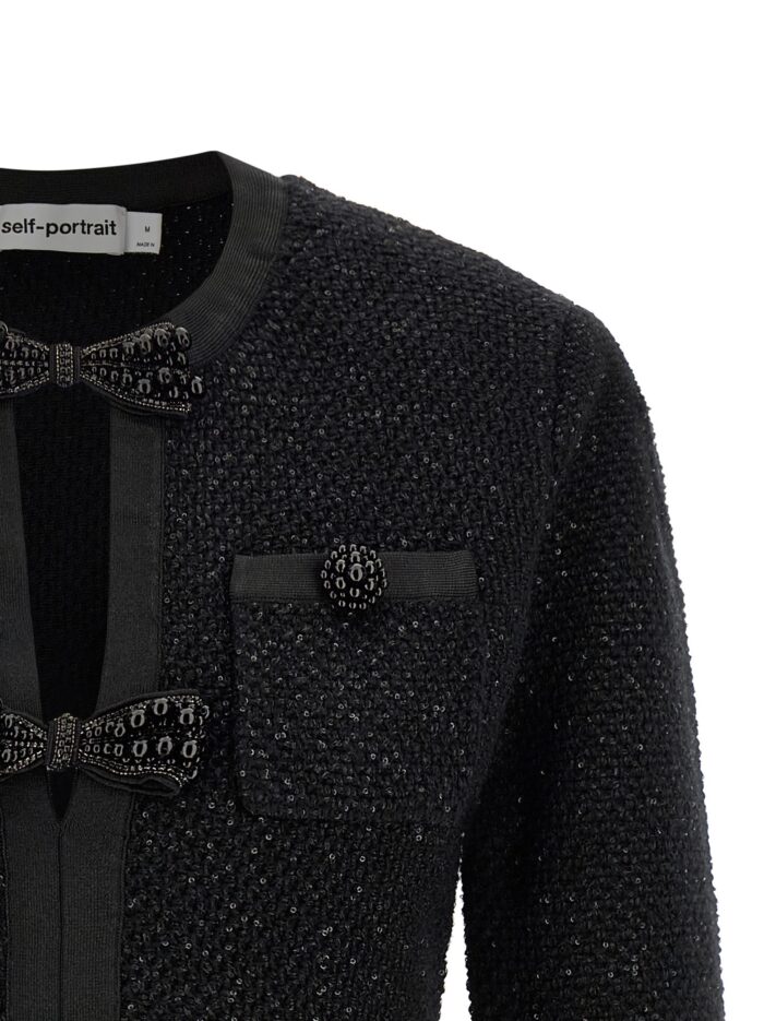 SELF PORTRAIT 'Black Sequin Knit Mini' Dress