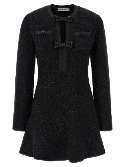 SELF PORTRAIT 'Black Sequin Knit Mini' Dress