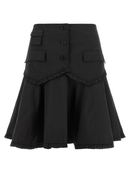 GANNI Black Stretch Cotton Skirt