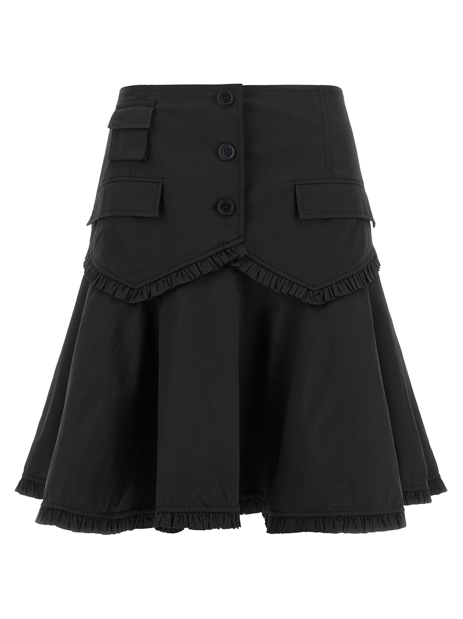 GANNI Black Stretch Cotton Skirt