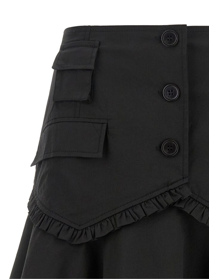 GANNI Black Stretch Cotton Skirt