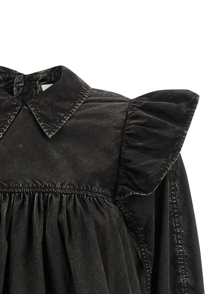 GANNI 'Black Washed Frill' Blouse