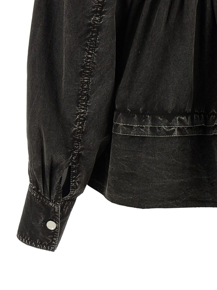 GANNI 'Black Washed Frill' Blouse