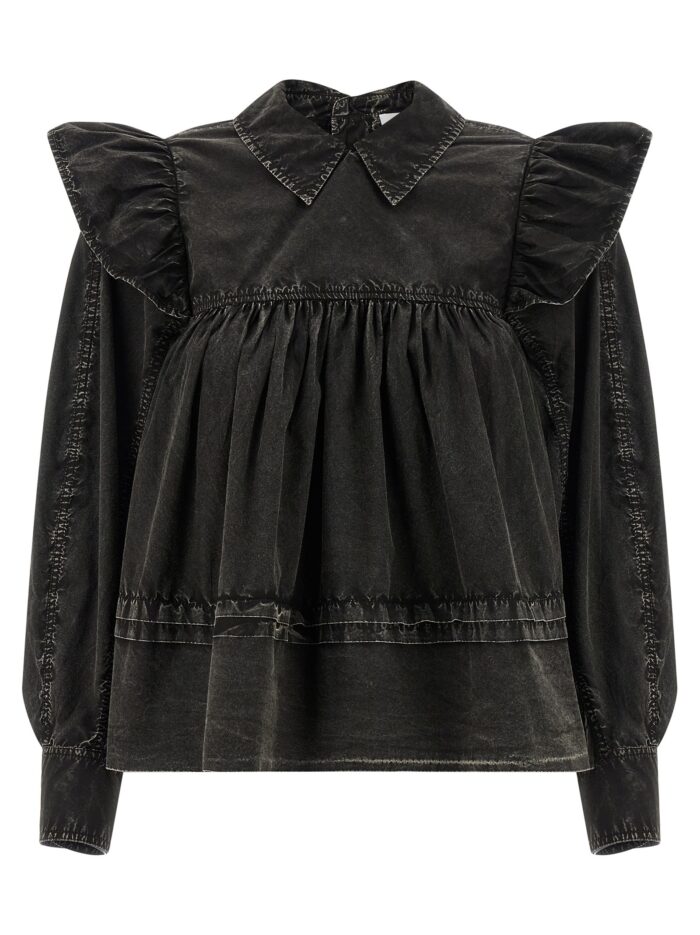 ganni 'black washed frill' blouse GANNI 'Black Washed Frill' Blouse