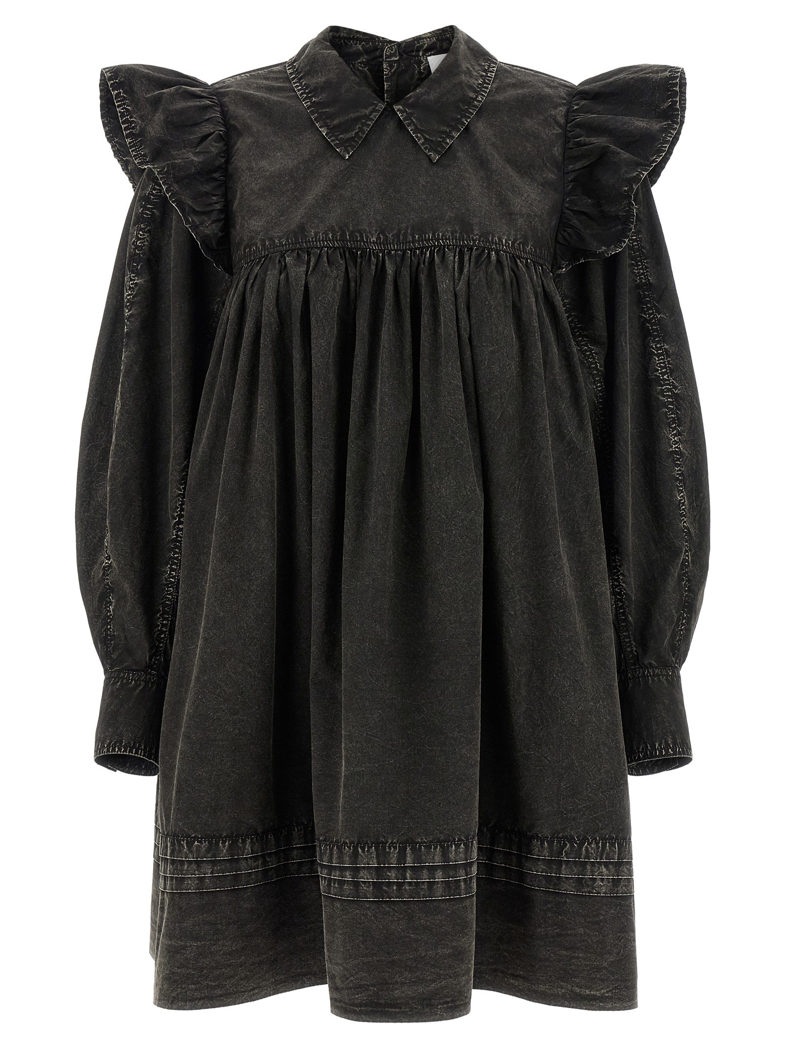 GANNI 'Black Washed Mini Shirt' Dress