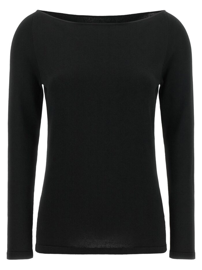 elie saab black wool off the shoulder top ELIE SAAB Black Wool Off-the-shoulder Top