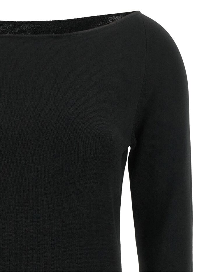 ELIE SAAB Black Wool Off-the-shoulder Top