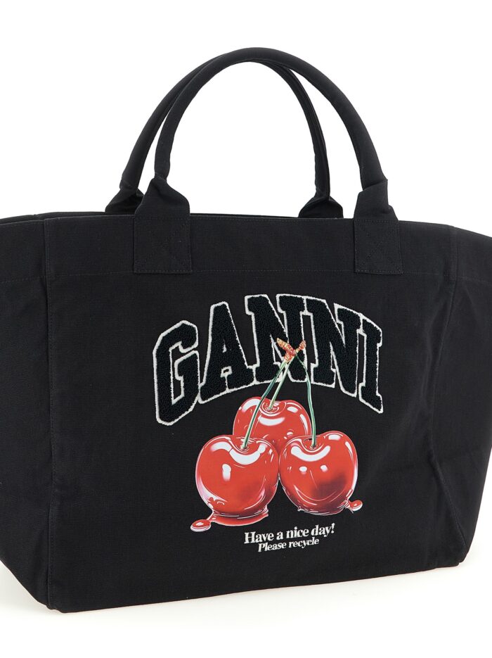 GANNI 'Black XXL Cherry Tote' Shopping Bag