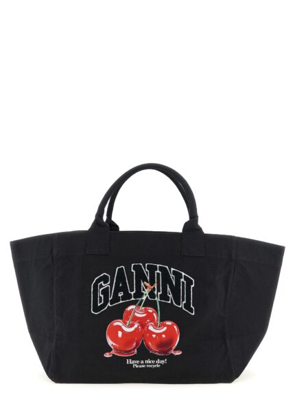 GANNI 'Black XXL Cherry Tote' Shopping Bag