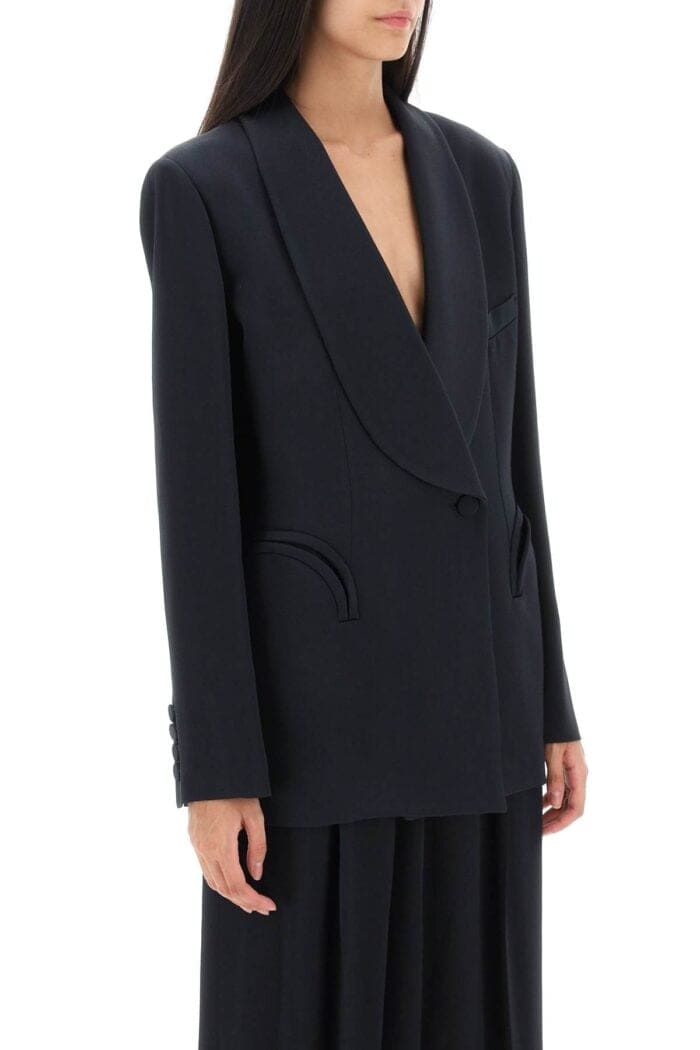 BLAZE MILANO 'heart Smoking Novalis' Double-breasted Blazer In Crepe Satin