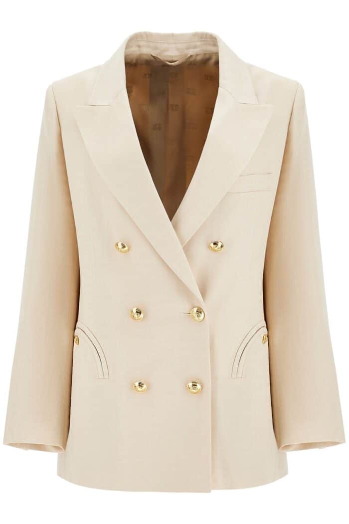 BLAZE MILANO Ivory Double-breasted Viscose Blazer