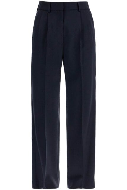 BLAZE MILANO Navy Blue Virgin Wool And Mohair High-waisted Pants