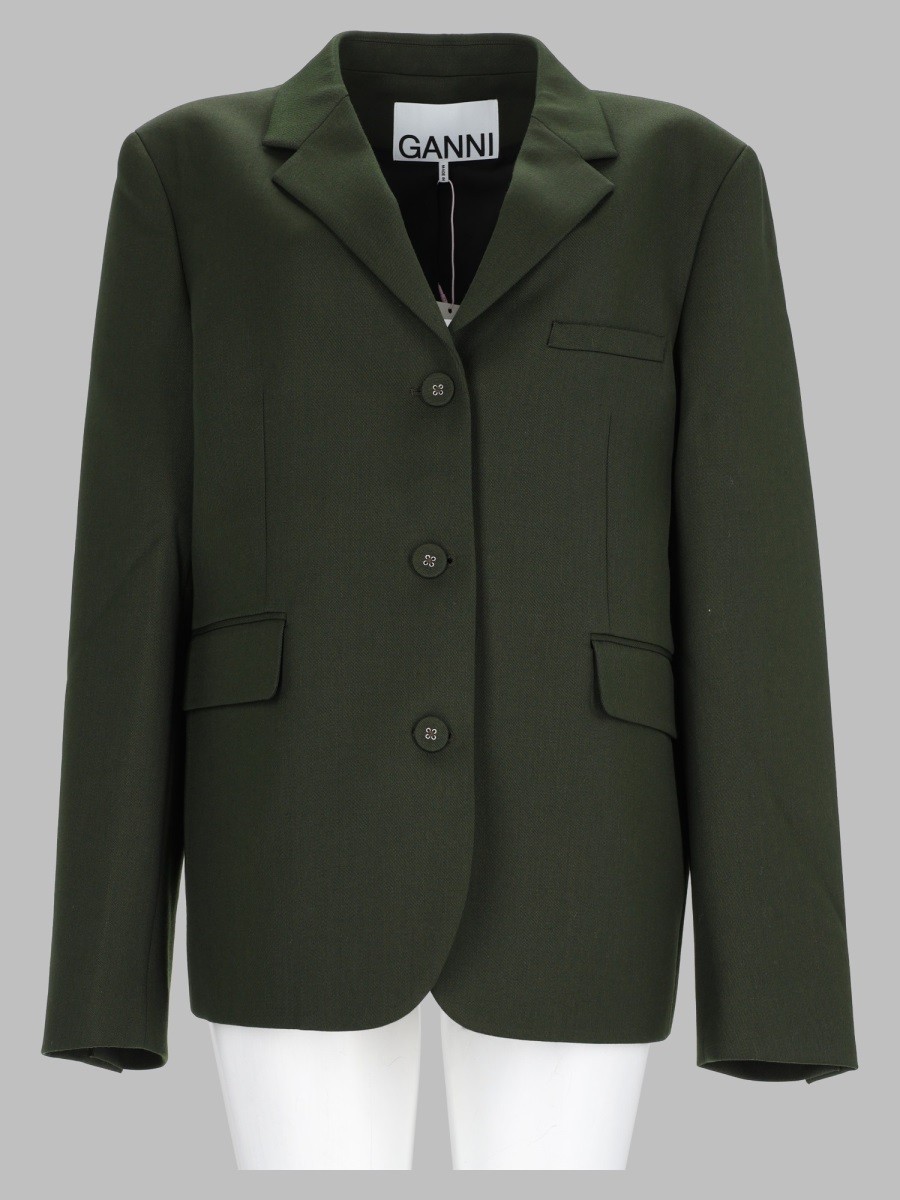 GANNI Blazer In Twill Di Lana