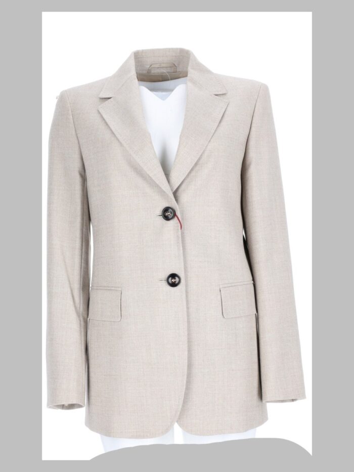 max mara studio blazer monopetto in flanella di lana MAX MARA STUDIO Blazer Monopetto In Flanella Di Lana