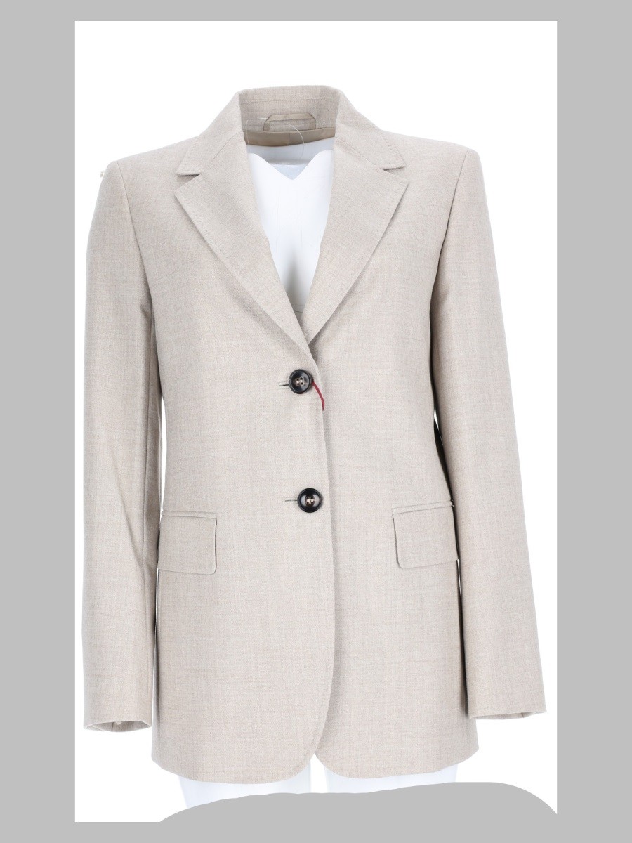 MAX MARA STUDIO Blazer Monopetto In Flanella Di Lana