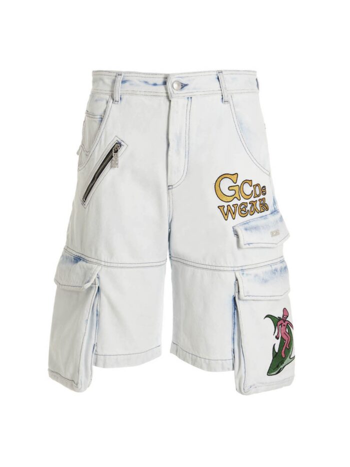 gcds bleached embroidered ultracargo' bermuda shorts Gcds Bleached Embroidered Ultracargo' Bermuda Shorts