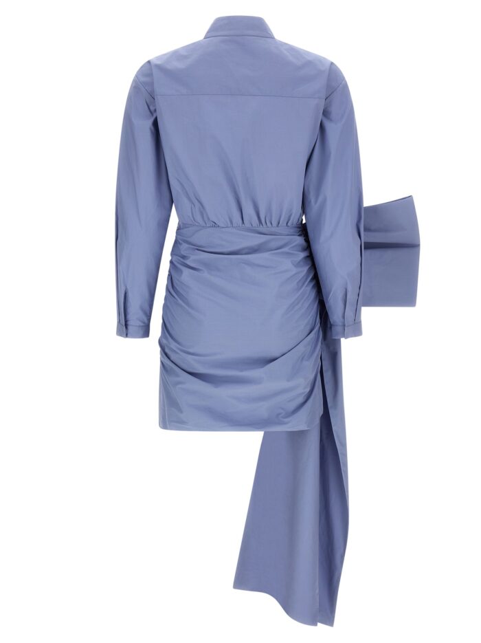 SELF PORTRAIT 'Blue Cotton Tie Side Mini' Dress