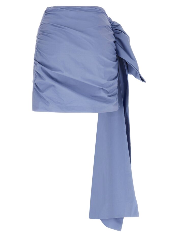 SELF PORTRAIT 'Blue Cotton Tie Side Mini' Skirt