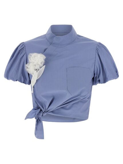 SELF PORTRAIT 'Blue Cotton Tie Side' Top