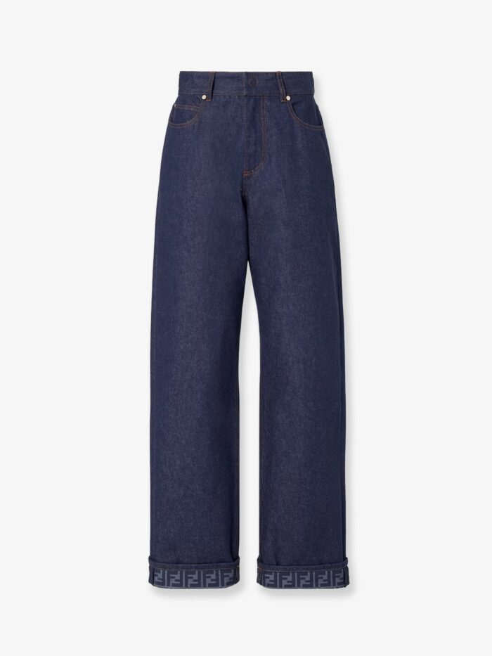 fendi blue denim jeans with ff detail on the bottom Fendi Blue Denim Jeans With Ff Detail On The Bottom