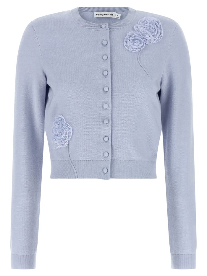 self portrait 'blue flower knit' cardigan SELF PORTRAIT 'Blue Flower Knit' Cardigan