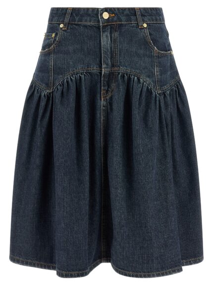 GANNI Blue Slub Denim Skirt