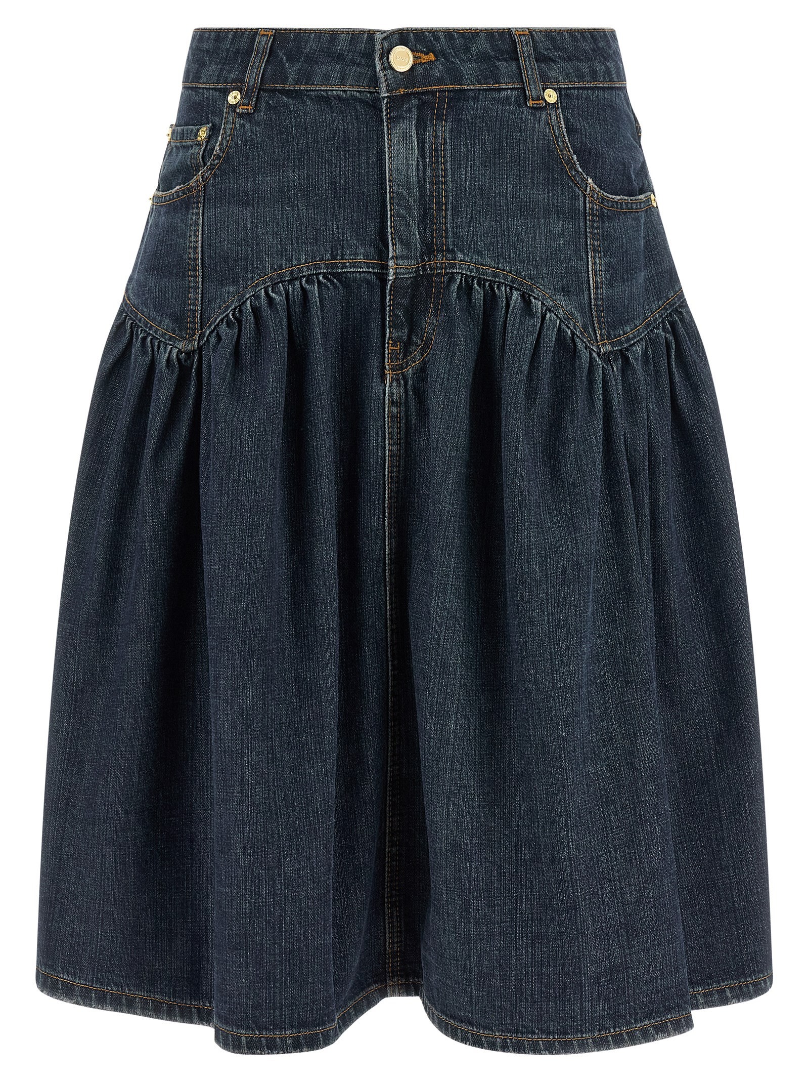 GANNI Blue Slub Denim Skirt