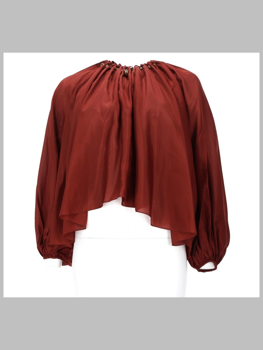 ZIMMERMANN BLUSA ARRICCIATA "ASTER" CON PERLINE