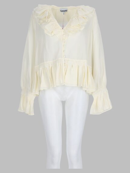 GANNI Blusa Con Balze