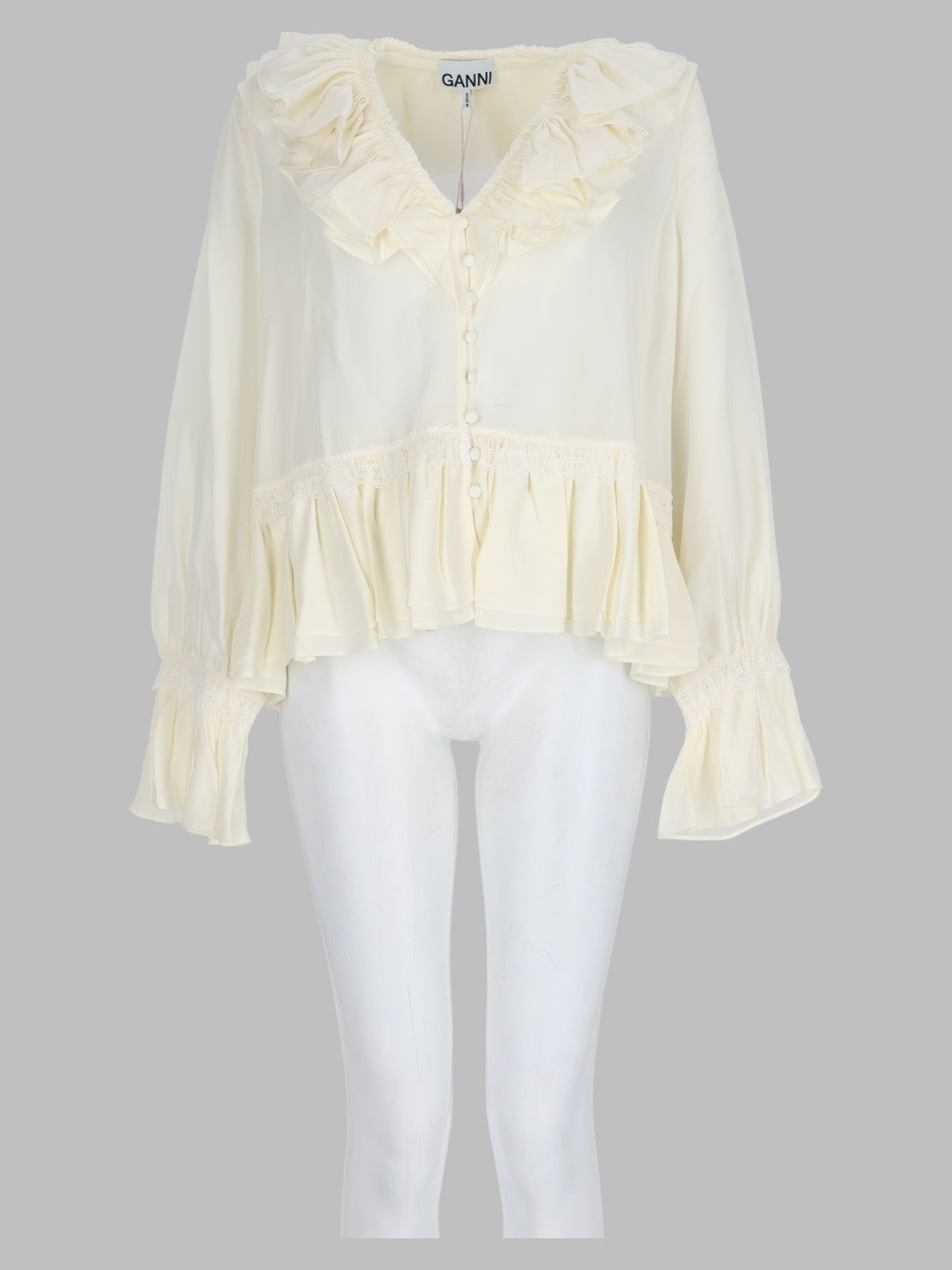 GANNI Blusa Con Balze
