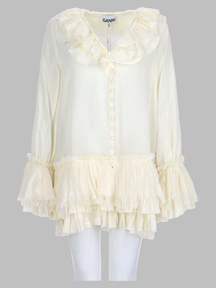 ganni blusa con balze GANNI Blusa Con Balze
