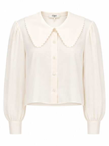 CHLOÉ BLUSA CON MANICHE A SBUFFO IN CRÊPE DE CHINE