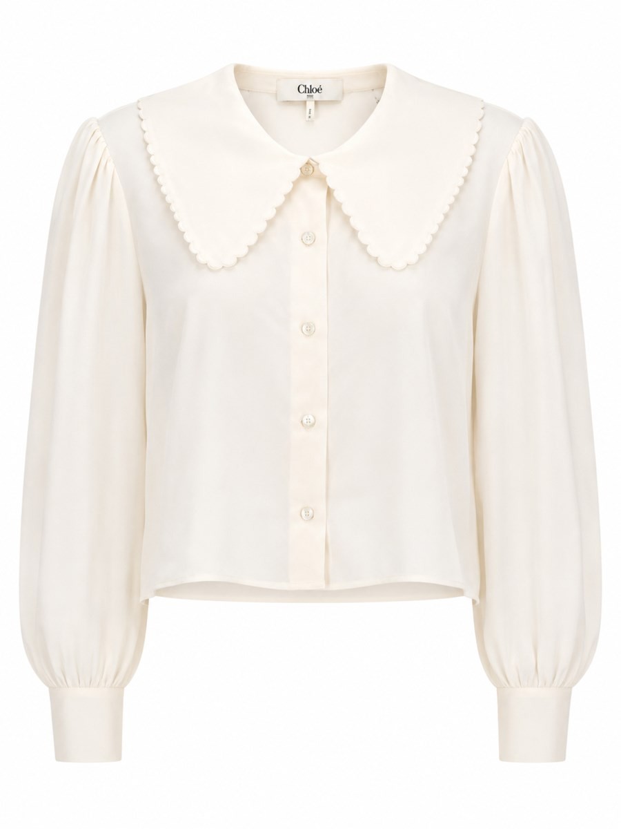 CHLOÉ BLUSA CON MANICHE A SBUFFO IN CRÊPE DE CHINE