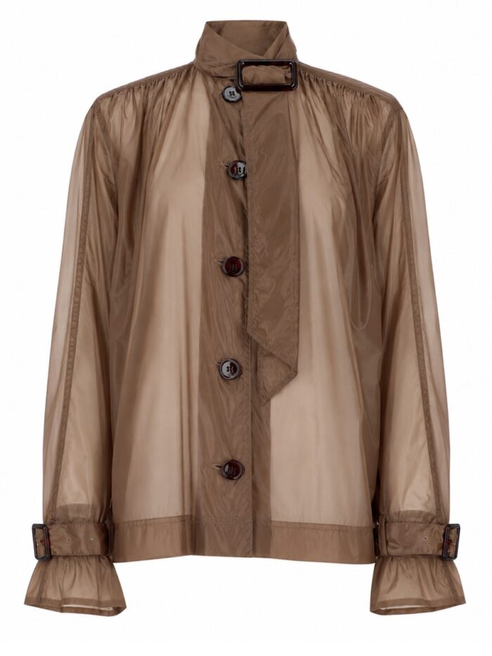 Saint Laurent BLUSA IN NYLON CON COLLO LAVALLIÈRE