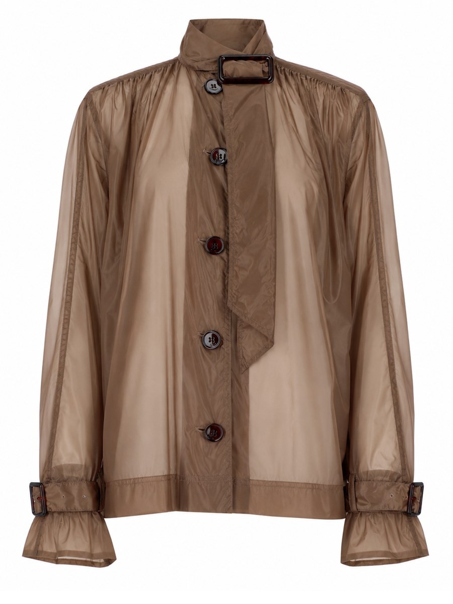 Saint Laurent BLUSA IN NYLON CON COLLO LAVALLIÈRE