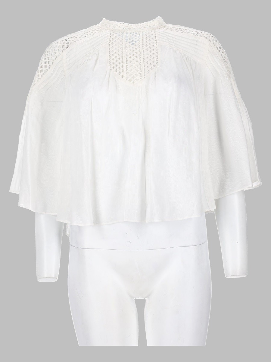 MARANT ETOILE Blusa "parina" Plissettata In Misto Lino Ricamato