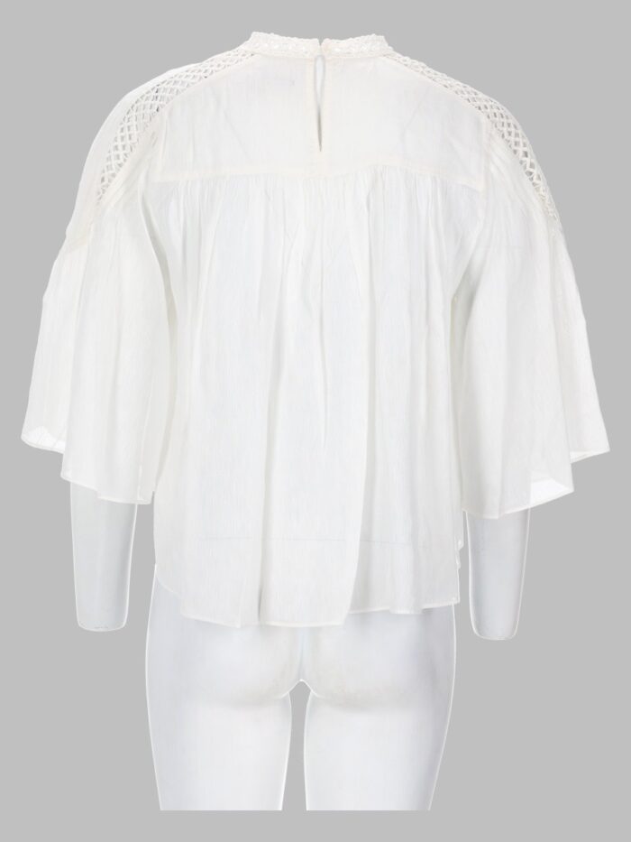 MARANT ETOILE Blusa "parina" Plissettata In Misto Lino Ricamato