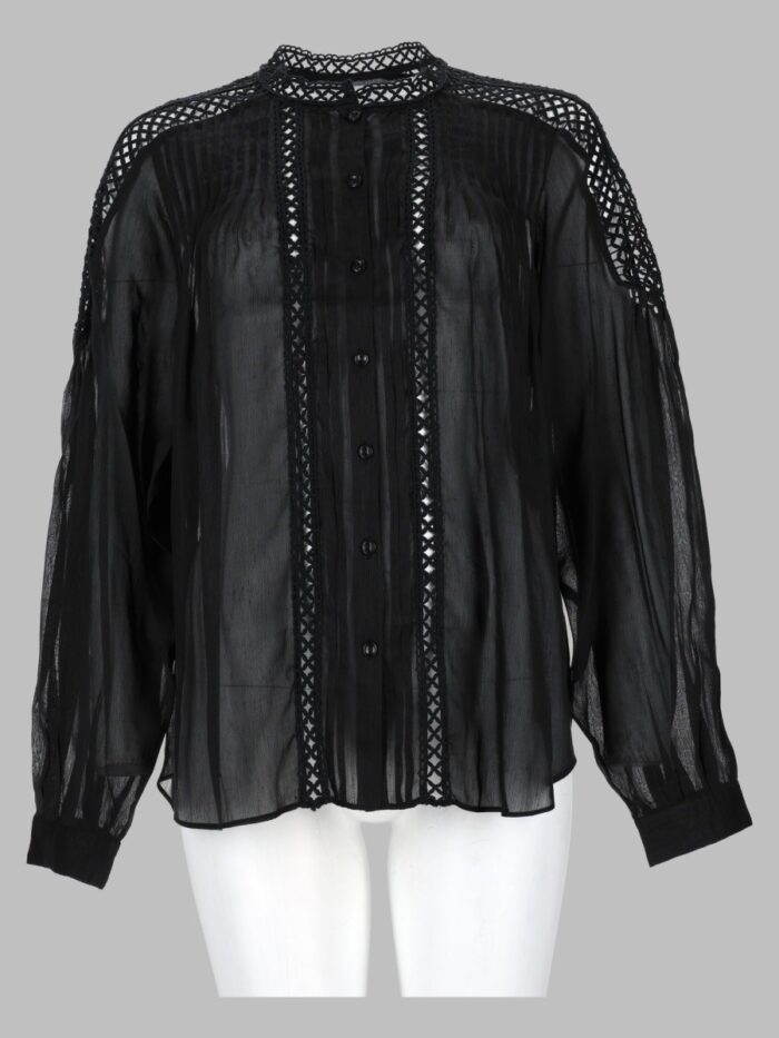 marant etoile blusa "polda" plissettata in misto lino MARANT ETOILE Blusa "polda" Plissettata In Misto Lino