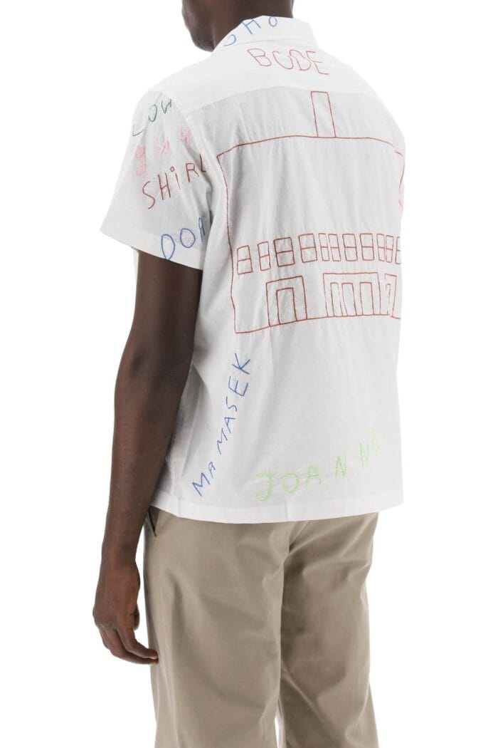 Bode Familial Bowling Shirt With Lettering Embroideries