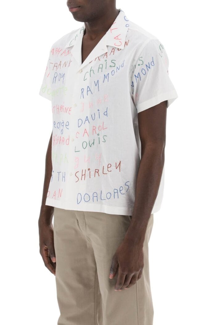 Bode Familial Bowling Shirt With Lettering Embroideries