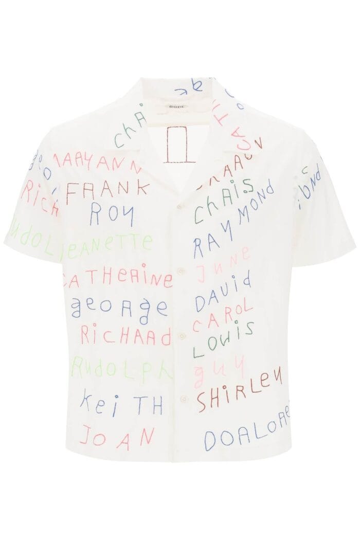 Bode Familial Bowling Shirt With Lettering Embroideries